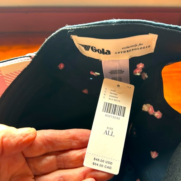 NWT GOLA baseball cap from Anthropologie, one size, navy w/ little pink flowers. - Picture 4 of 5
